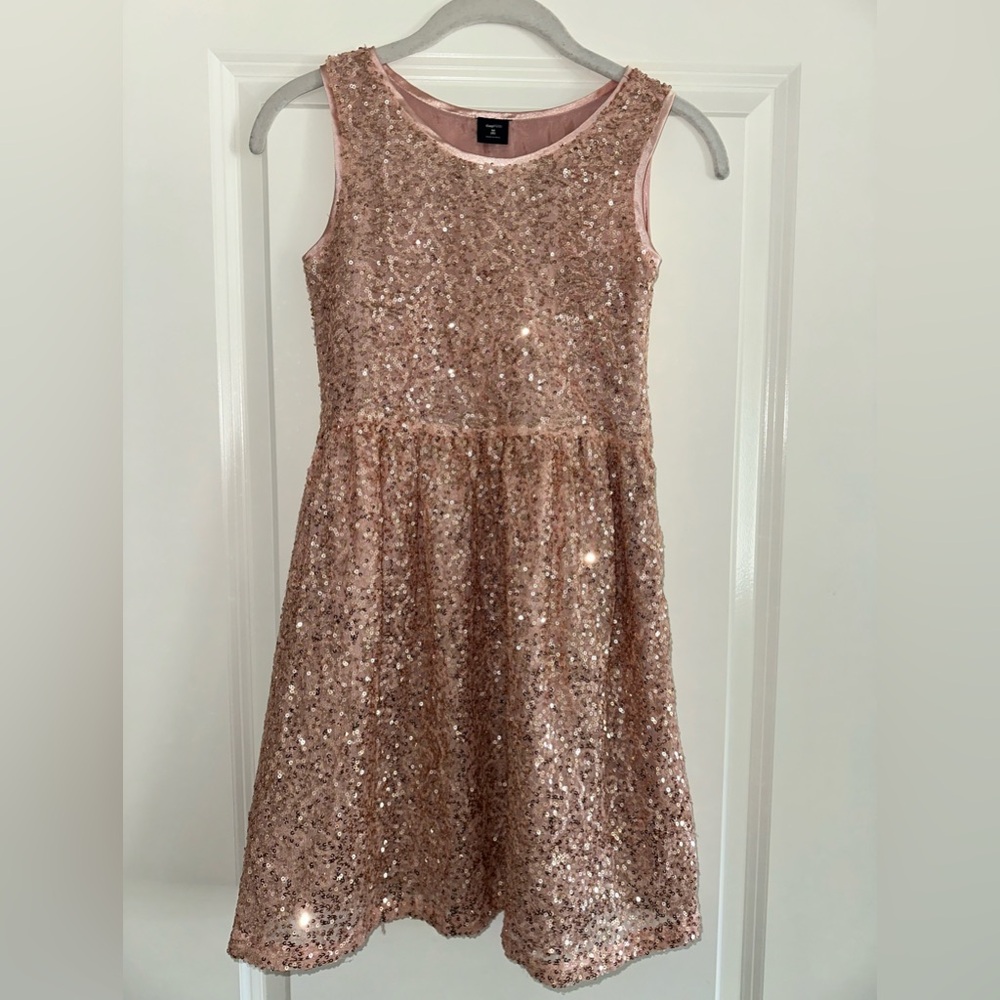 GapKids Sparkling Pink Sequin tank Dress girls size 8